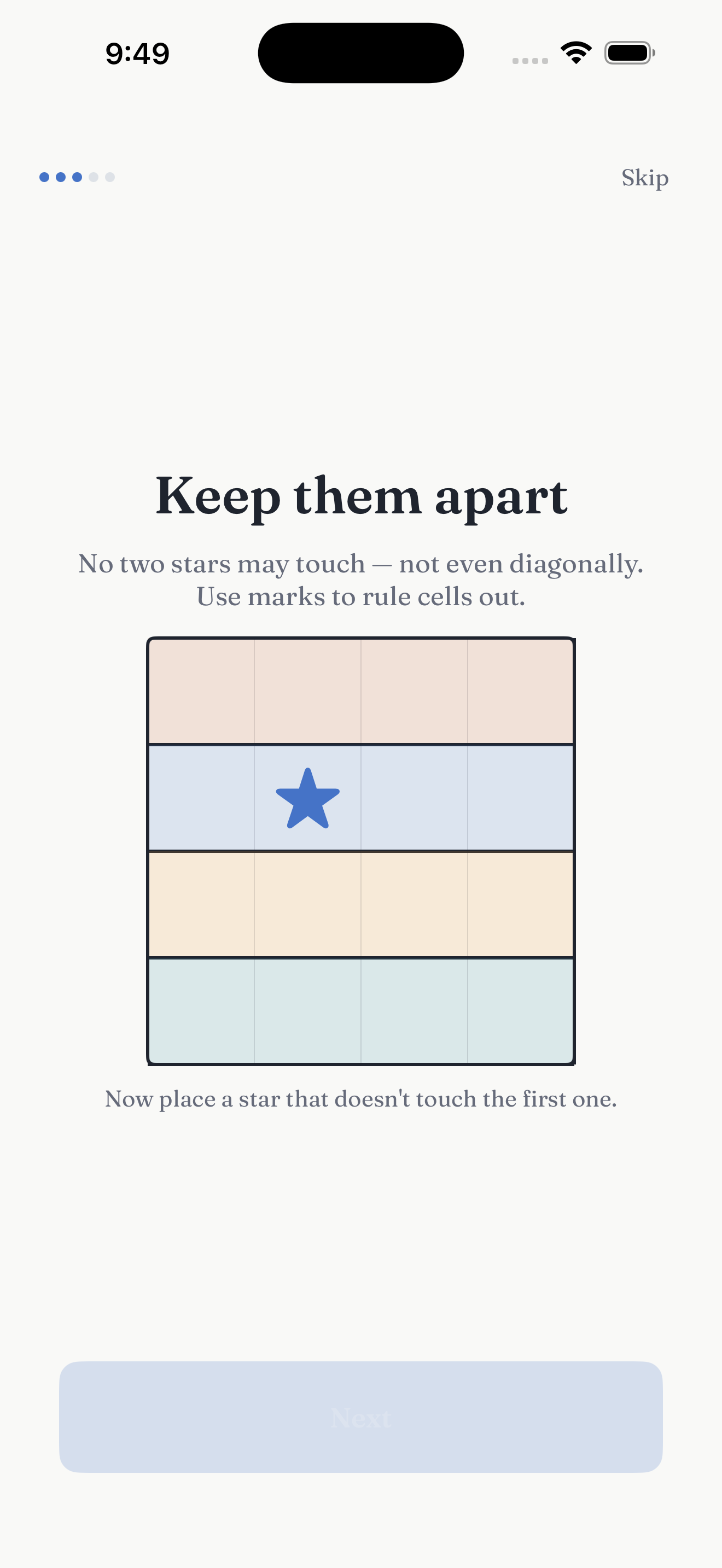 Learning the no-touching rule